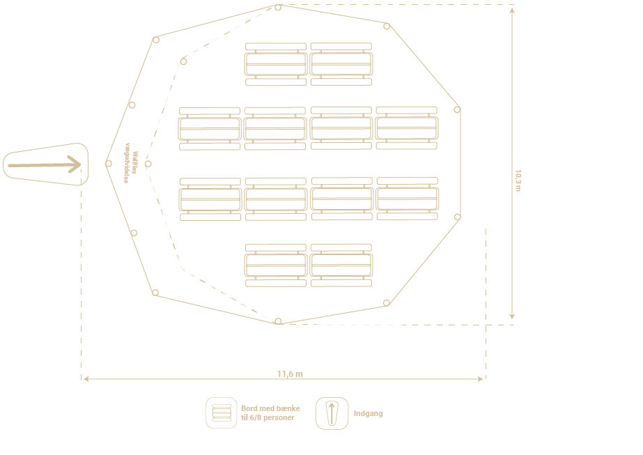 Stratus Tipi plantegning til 72 personer